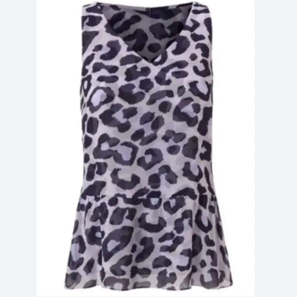 CABI Feline Flounce Leopard Blouse Vivid Violet 5536